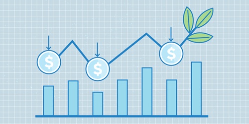 Image of a bar graph illustrating dollar cost averaging strategy